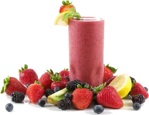 Mixed Berry Smoothiewith Fresh Fruits PNG Image