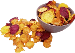 Mixed Vegetable Chips Bowl PNG Image