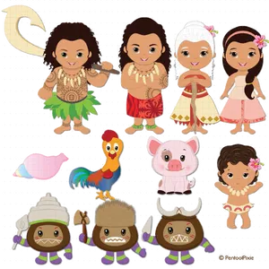 Moana Animated Character Collage PNG Image