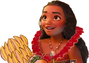 Moana Smiling With Headdress PNG Image