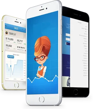 Mobile App Analytics Cartoon Character PNG