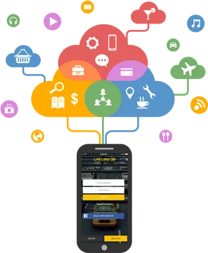 Mobile App Cloud Integration Concept PNG Image