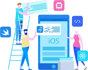 Mobile App Development Team Illustration PNG Image