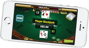 Mobile Blackjack Game Winning Hand PNG Image