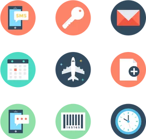 Mobile Communication Travel Icons PNG Image