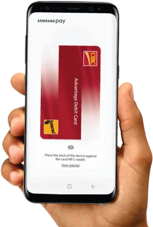 Mobile Debit Card Transaction Demonstration PNG Image