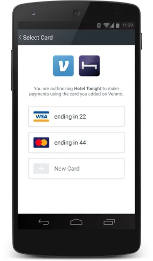 Mobile Payment Card Selection Screen PNG Image