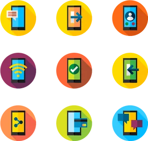 Mobile Phone Features Icons Set PNG Image