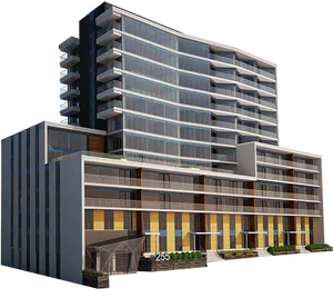 Modern Apartment Complex Rendering PNG Image