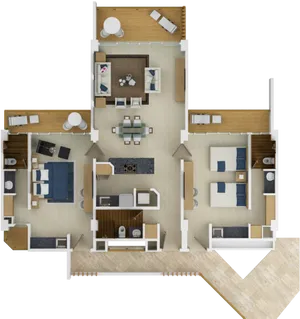 Modern Apartment Floor Plan Design PNG