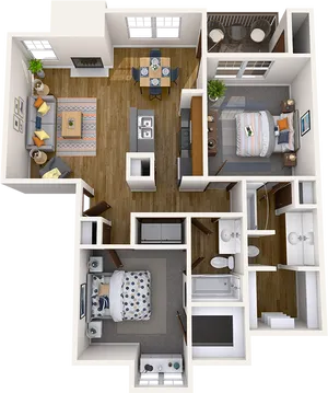 Modern Apartment3 D Floor Plan PNG Image