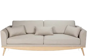 Modern Beige Couch Black Background PNG Image