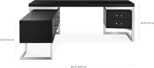 Modern Black Computer Deskwith Drawers PNG Image