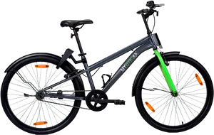 Modern Black Green Urban Bicycle PNG