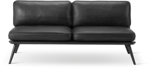 Modern Black Leather Couch PNG Image