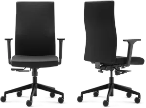 Modern Black Office Chair Two Views PNG Image