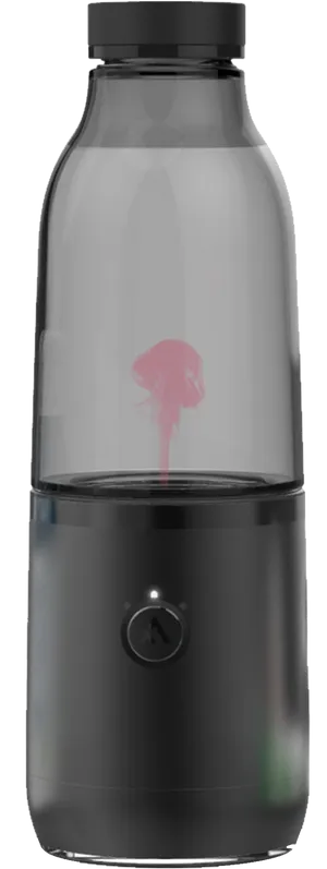 Modern Black Water Bottlewith Jellyfish Design PNG Image