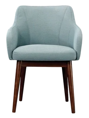 Modern Blue Armchair Wooden Legs PNG Image