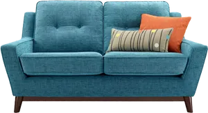 Modern Blue Loveseat With Cushions.jpg PNG Image