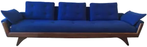 Modern Blue Velvet Sofa PNG Image