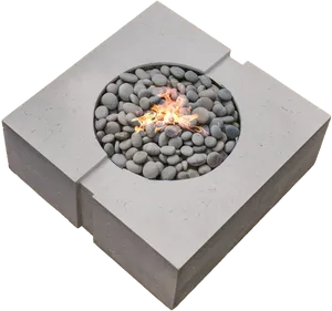 Modern Cobblestone Fire Pit Design PNG Image