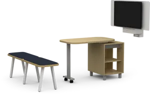 Modern Computer Desk Setup PNG Image