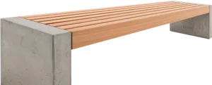 Modern Concreteand Wood Bench PNG Image