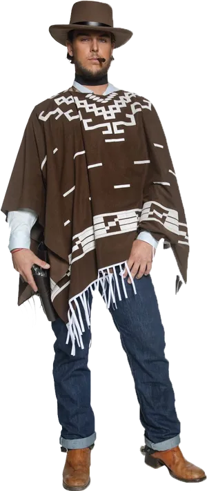 Modern Cowboy Poncho Style PNG Image