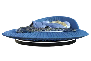 Modern Design Round Bed Blue PNG Image