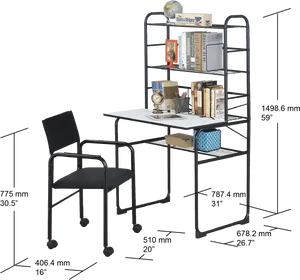 Modern Deskwith Shelvesand Chair PNG Image