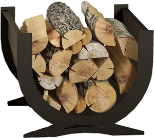 Modern Firewood Storage Design PNG Image