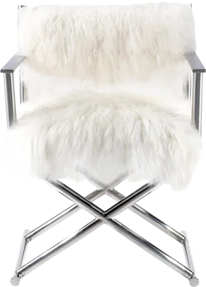 Modern Fluffy White Fur Chair PNG Image