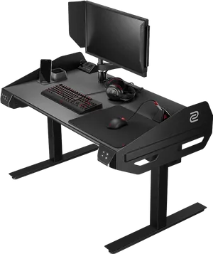 Modern Gaming Computer Desk Setup PNG Image