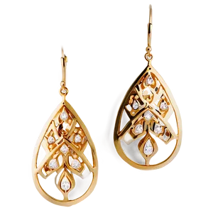 Modern Gold Drop Earrings Png 06262024 PNG Image