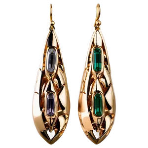 Modern Gold Drop Earrings Png 32 PNG Image