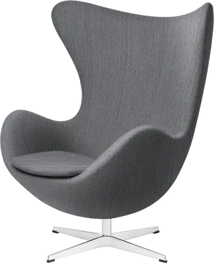 Modern Gray Egg Chair Design PNG Image