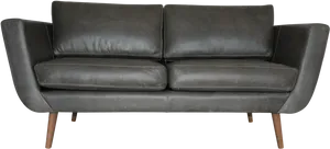 Modern Gray Leather Sofa PNG Image