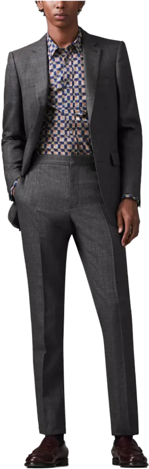 Modern Grey Suit Fashion PNG Image