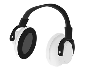 Modern Headphones Black Background PNG Image