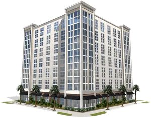 Modern High Rise Building Rendering PNG Image