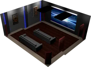 Modern Home Theater Design PNG Image