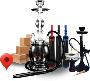 Modern Hookah Setupand Accessories PNG Image