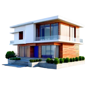 Modern House With Home Office Png Rjp PNG Image