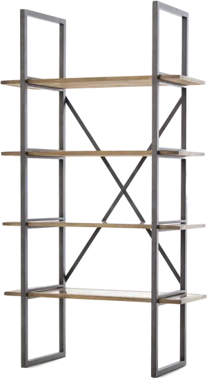 Modern Industrial Empty Bookshelf.png PNG Image