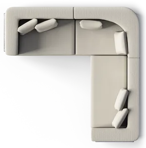 Modern L Shaped Sofa Top View PNG Image