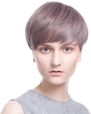 Modern Lavender Bangs Hairstyle PNG Image