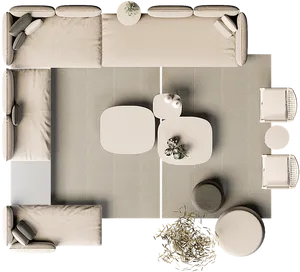 Modern Living Room Top View PNG Image