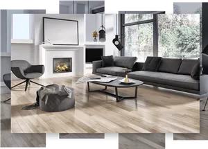 Modern Living Roomwith Wood Flooring PNG Image