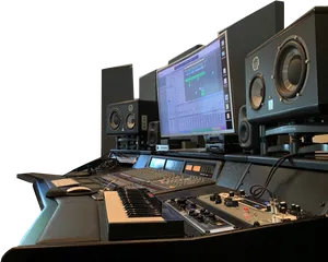 Modern Music Production Studio Setup PNG Image