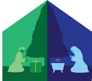 Modern_ Nativity_ Silhouette PNG Image